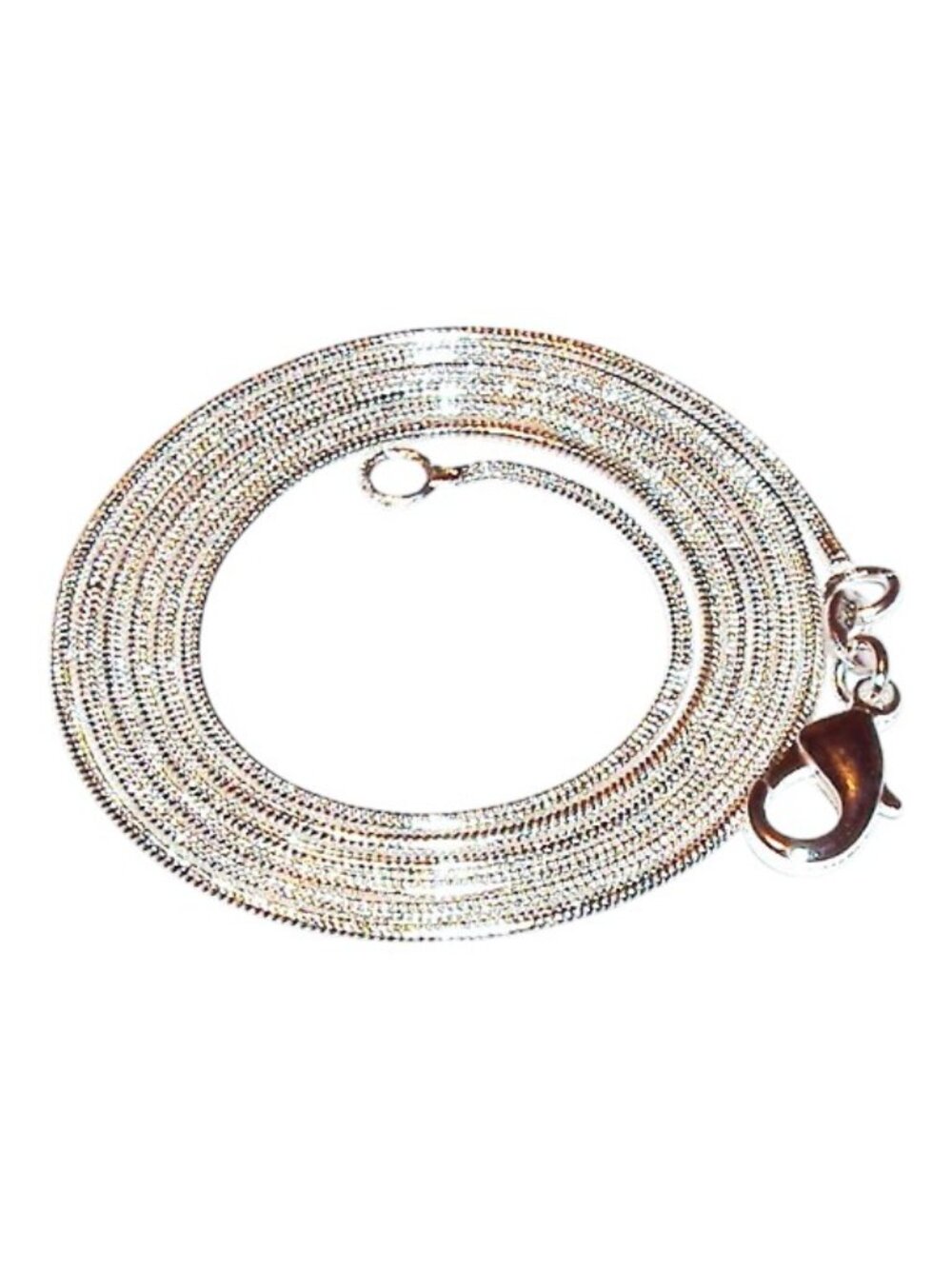 CN417 Silver Snake 1.2mm Round Silver-Plated 16" Chain Necklace w Silver Clasp